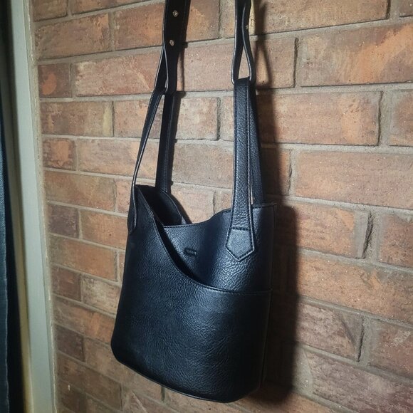 NWOT!!  K. Carroll Berni Satchel & Crossbody Black Faux Leather - Picture 9 of 16